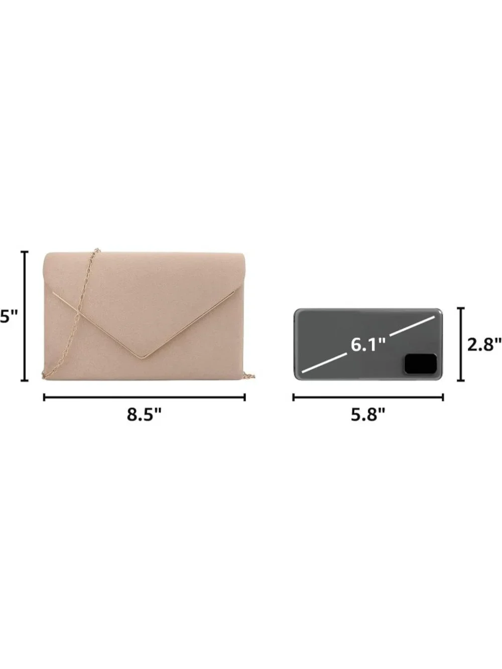 👜 Women's Nude Wedding Party Cocktail Prom Faux Suede Crossbody Clutch Purse
